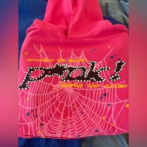 Sp5der P*NK Pink Hoodie For Men Size Large